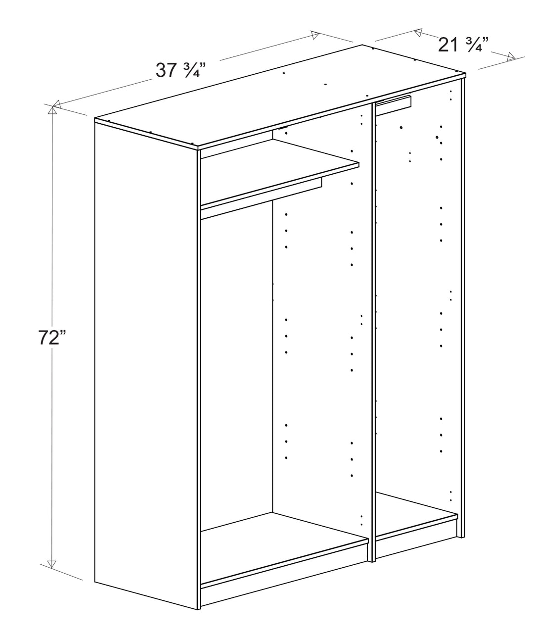 100% Solid Wood Urban 3-Door Wardrobe Armoire with Solid Wood Doors