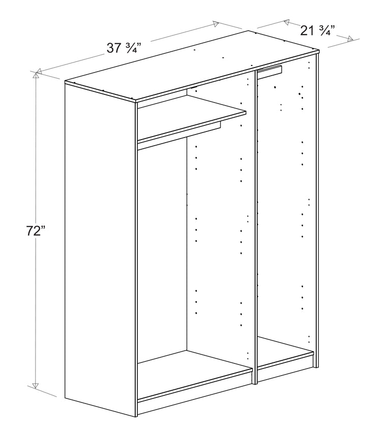 100% Solid Wood Urban 3-Door Wardrobe Armoire with Solid Wood Doors