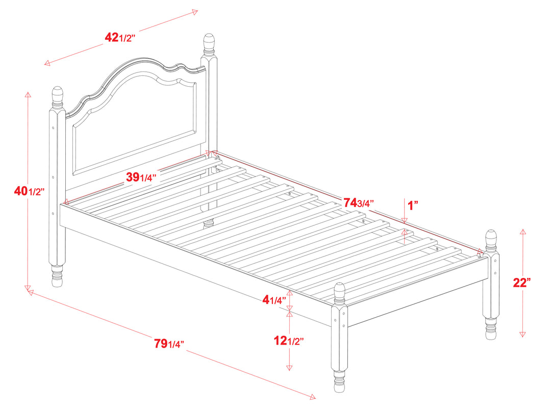 100% Solid Wood Reston Twin Bed