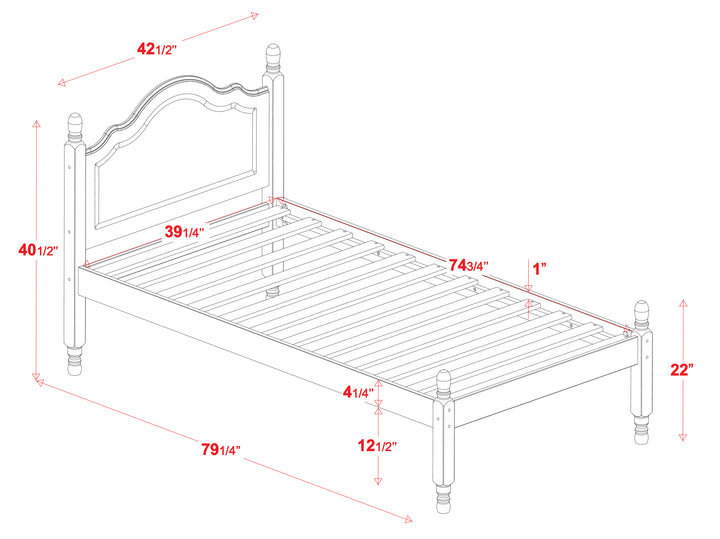 100% Solid Wood Reston Twin Bed