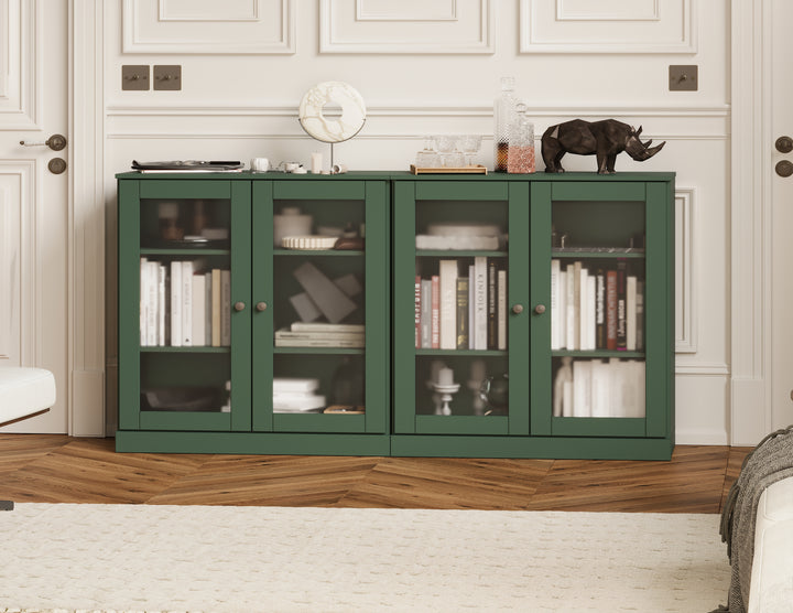 100% Solid Wood 64" Modular Sideboard with Frosted Glass Doors