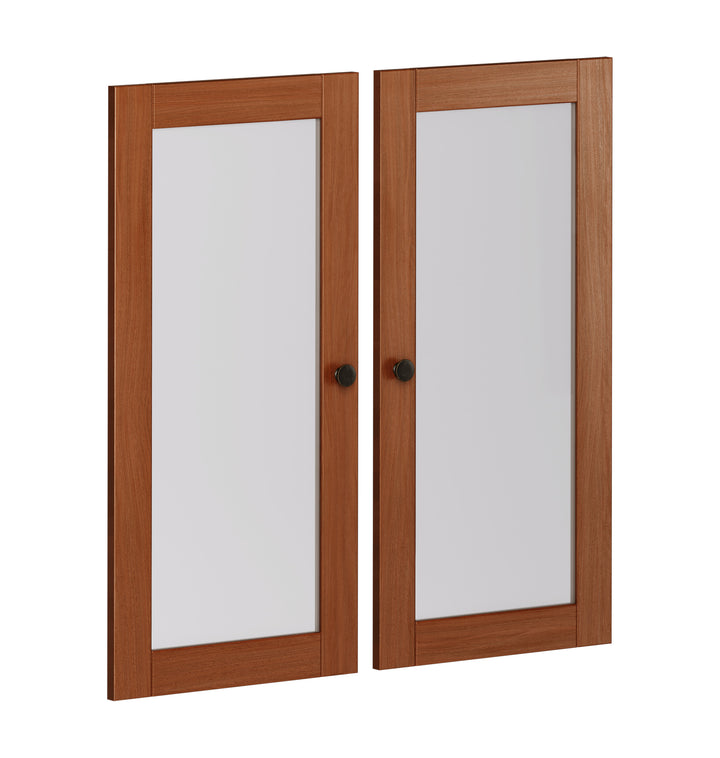 100% Solid Wood Modular Pantry Double Frosted Glass Door Kit