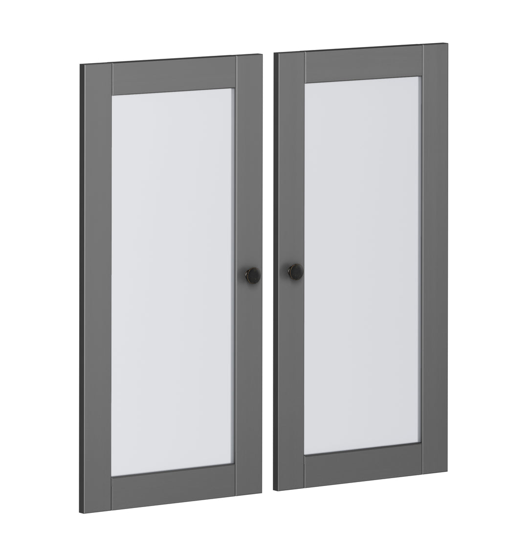 100% Solid Wood Modular Pantry Double Frosted Glass Door Kit