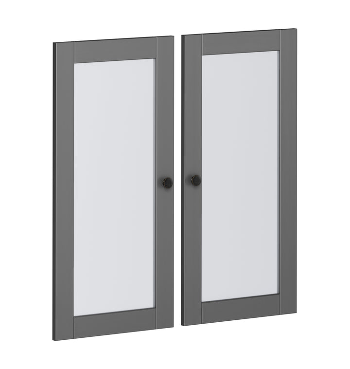 100% Solid Wood Modular Pantry Double Frosted Glass Door Kit