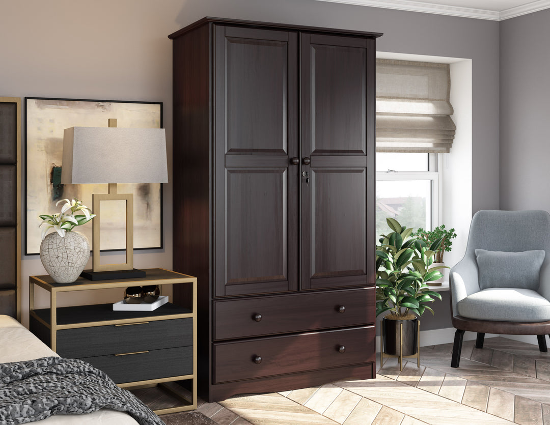 100% Solid Wood Smart Wardrobe Armoire