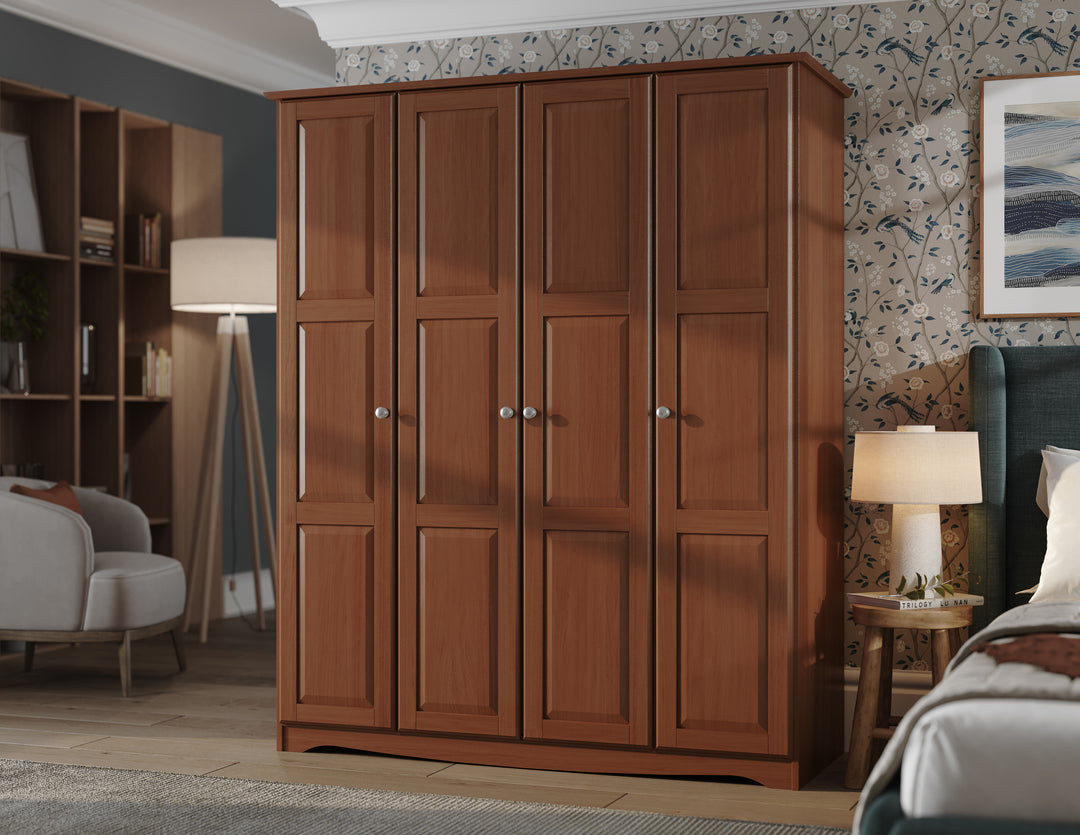 100% Solid Wood Regal Wardrobe Armoire with Metal Knobs