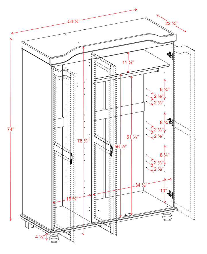 100% Solid Wood Kyle 3-Door Wardrobe Armoire