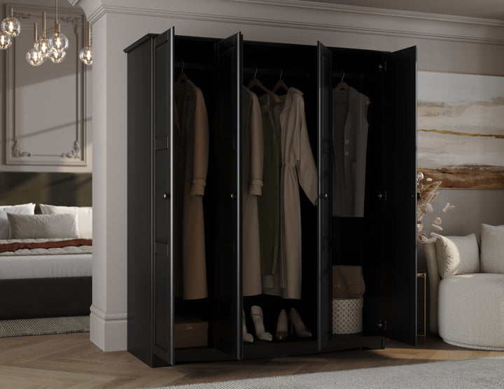 100% Solid Wood Regal Wardrobe Armoire with Solid Wood Doors