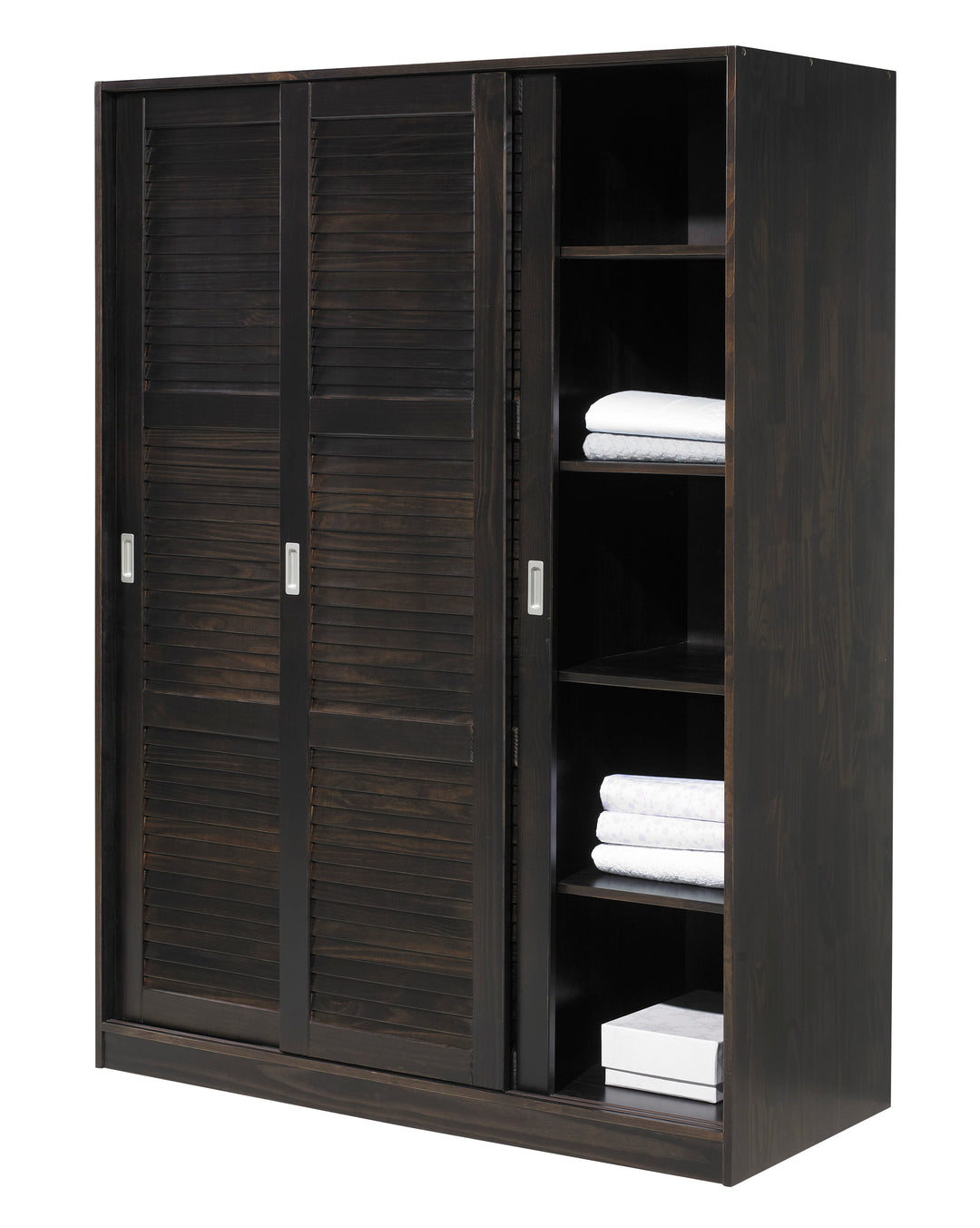 100% Solid Wood 3-Sliding Door Wardrobe Armoire