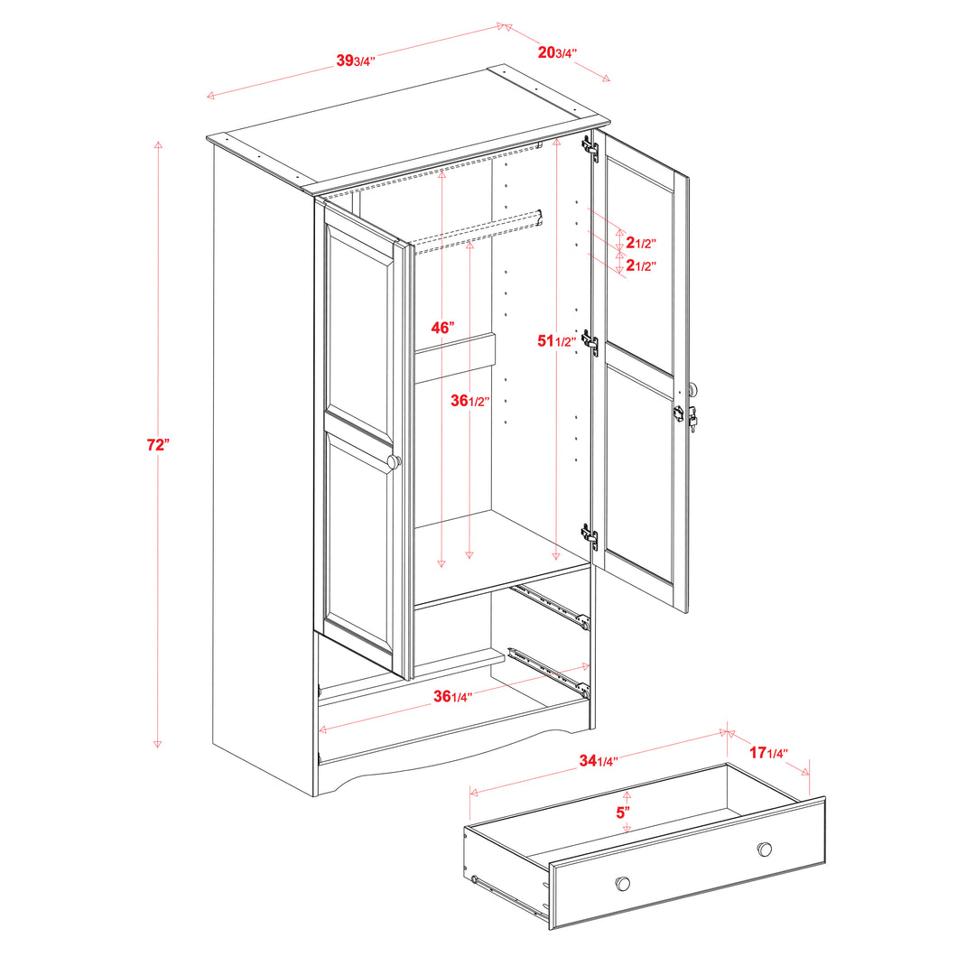 100% Solid Wood Smart Wardrobe Armoire