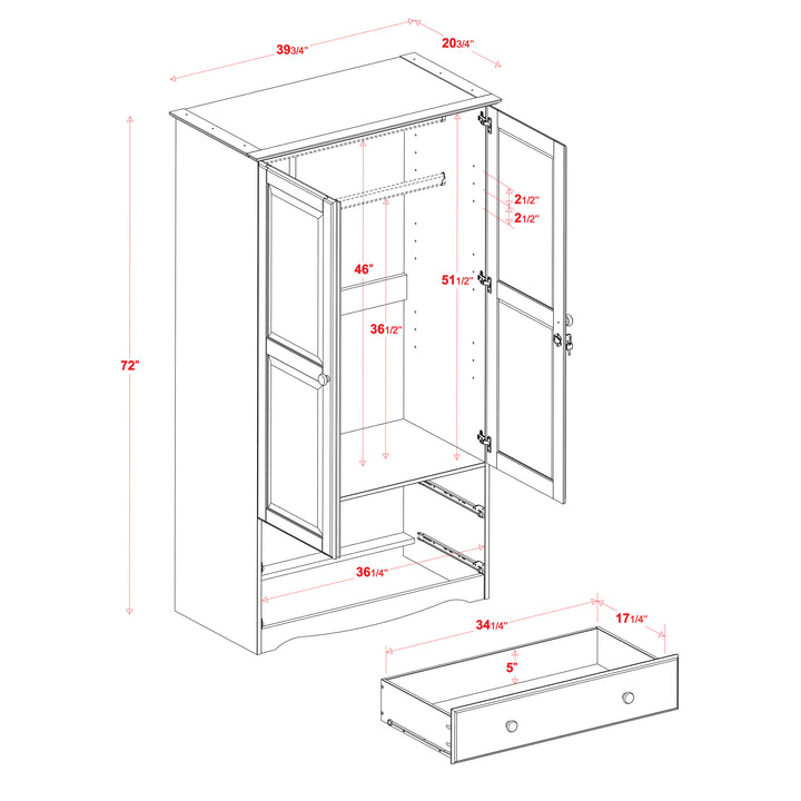 100% Solid Wood Smart Wardrobe Armoire