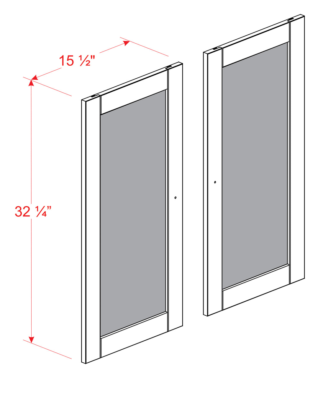 100% Solid Wood Modular Pantry Double Frosted Glass Door Kit