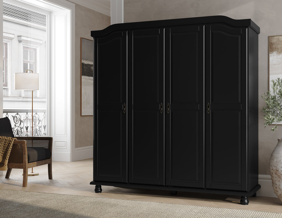 Black solid wood wardrobe