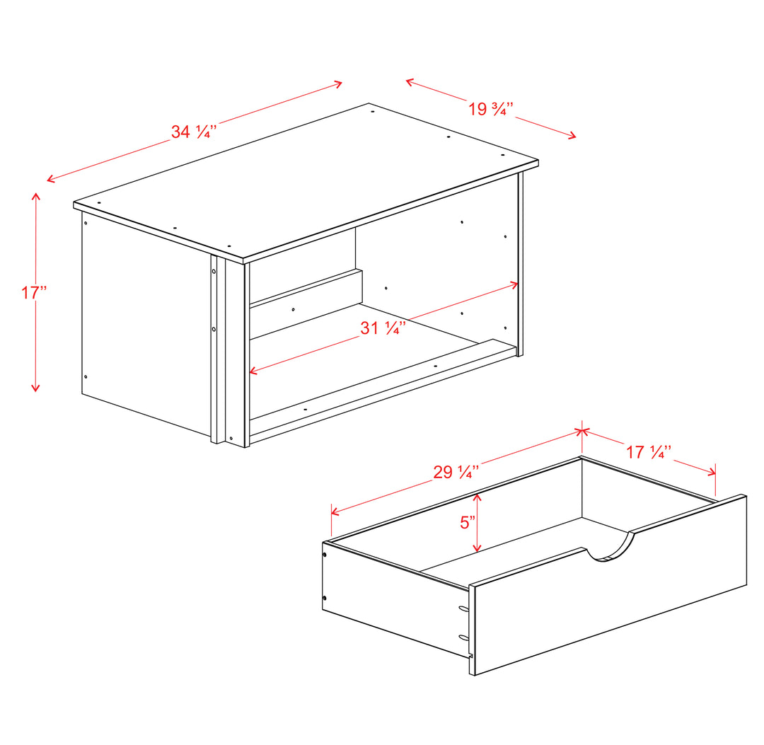 100% Solid Wood Kyle 2-Drawer Internal Chest