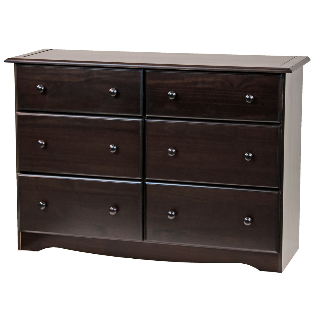 100% Solid Wood Double Dresser with Metal Knobs