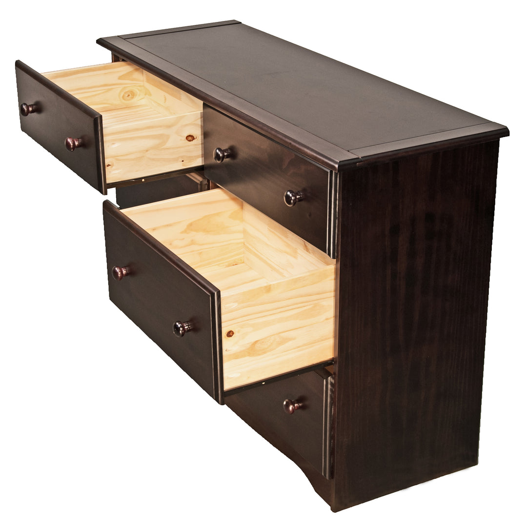 100% Solid Wood Double Dresser with Metal Knobs