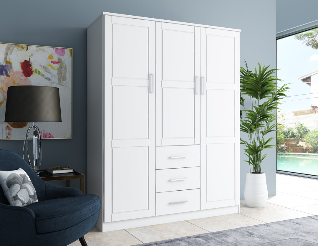 White solid wood wardrobe