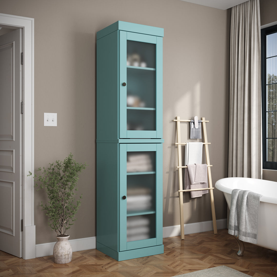 100% Solid Wood 16.5" Bathroom Cabinet, Frosted Glass Doors