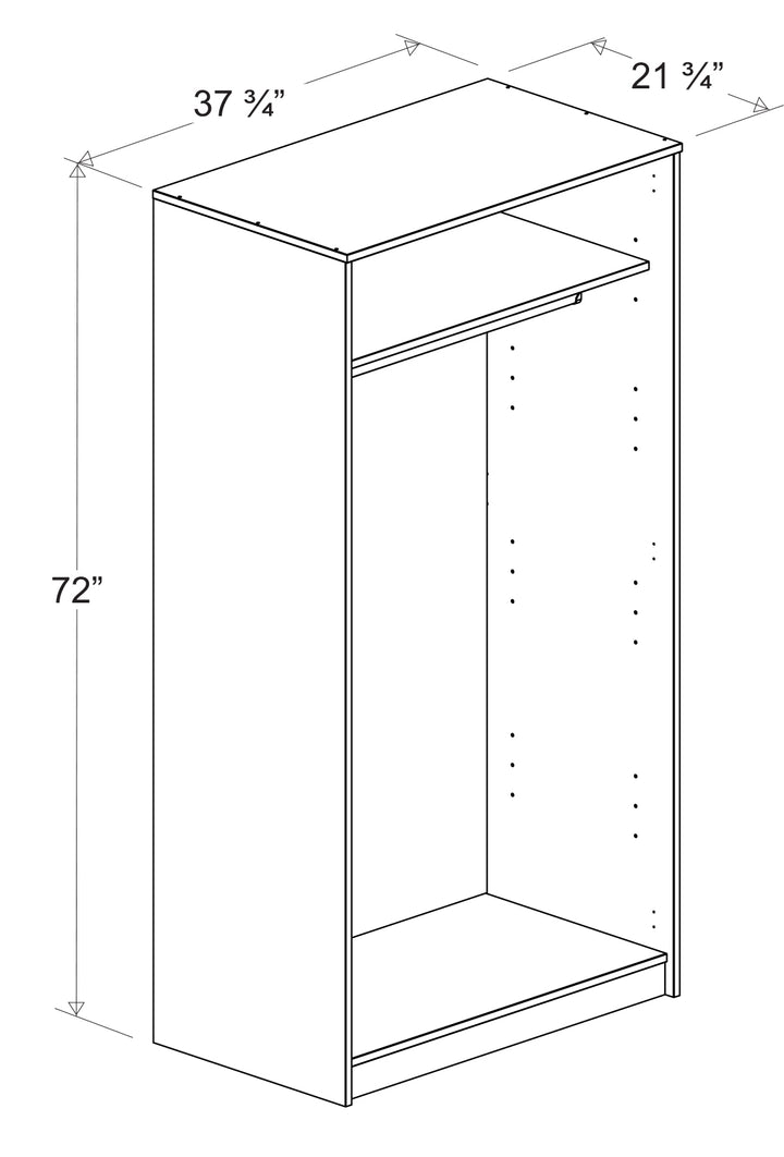 100% Solid Wood 2-Door Urban Wardrobe Armoire with Solid Wood Doors