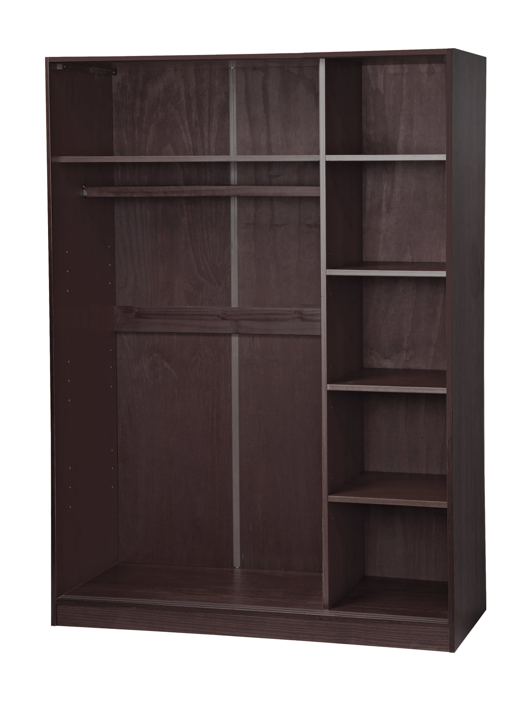 100% Solid Wood 3-Sliding Door Wardrobe Armoire with Mirrored Doors