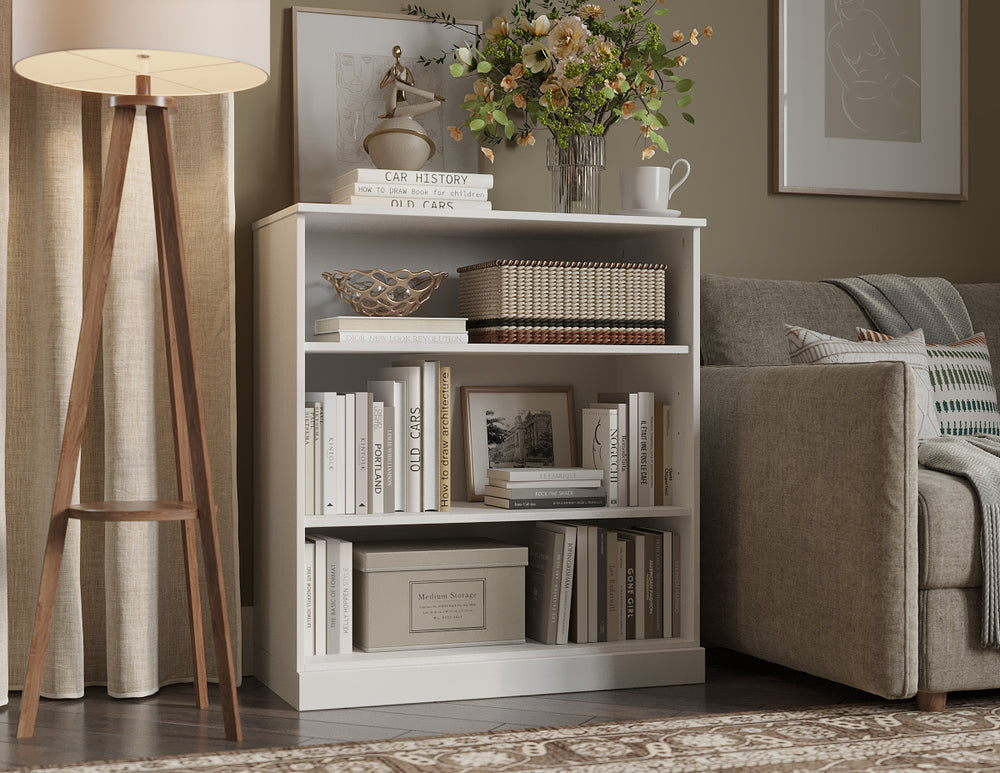 White solid wood bookcase