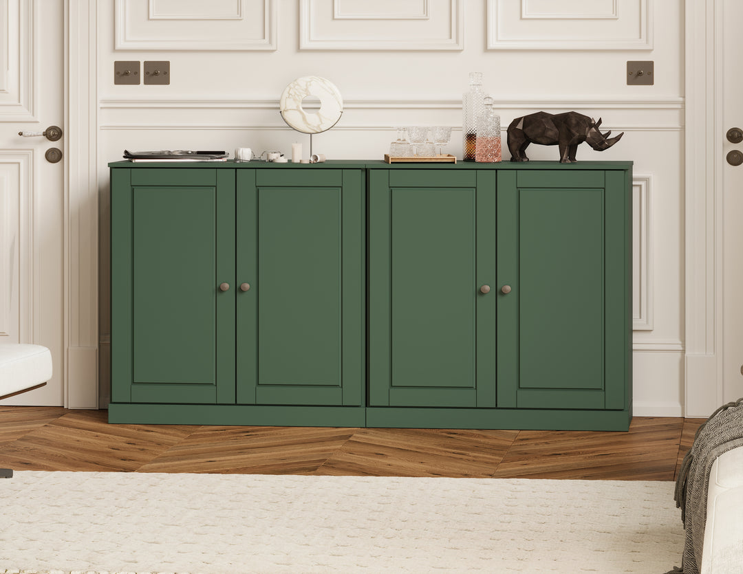 100% Solid Wood 64" Sideboard with Solid Wood Doors and 4 Drawers