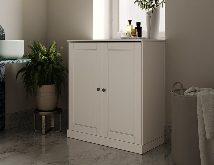 100% Solid Wood 32" Bathroom Cabinet with Solid Wood Doors, 2-Drawers