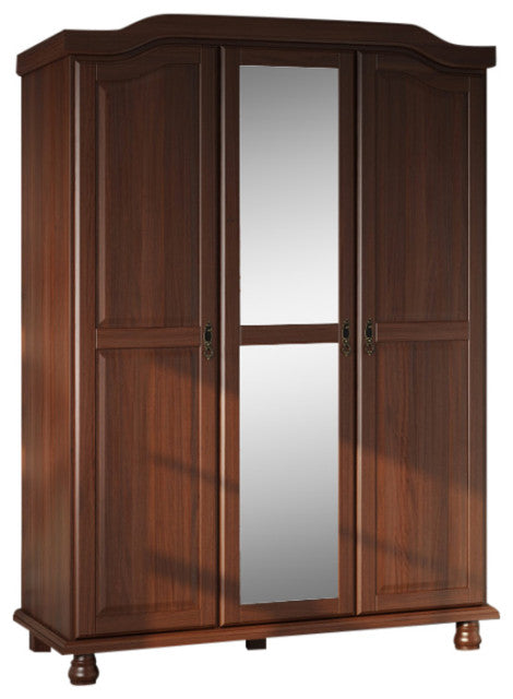 100% Solid Wood Kyle 3-Mirrored Door Wardrobe Armoire