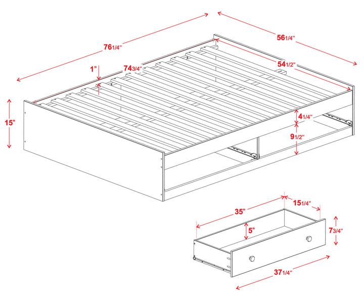 100% Solid Wood Full Kansas Mates Bed