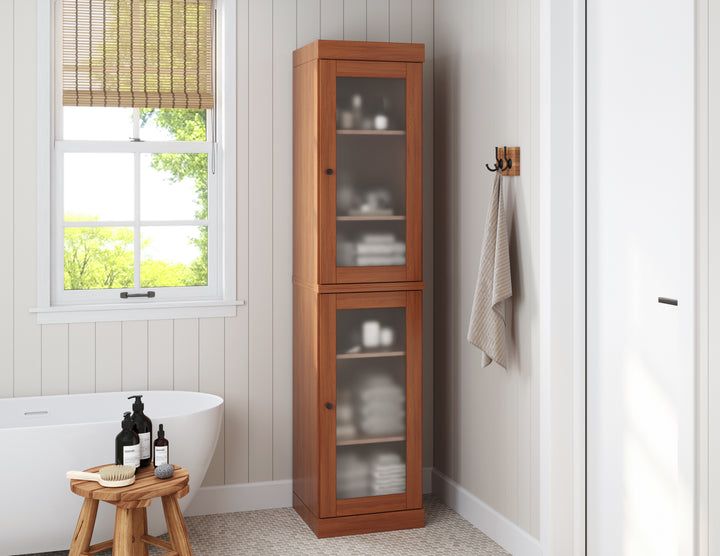 Brown frosted glass bathroom cabinet