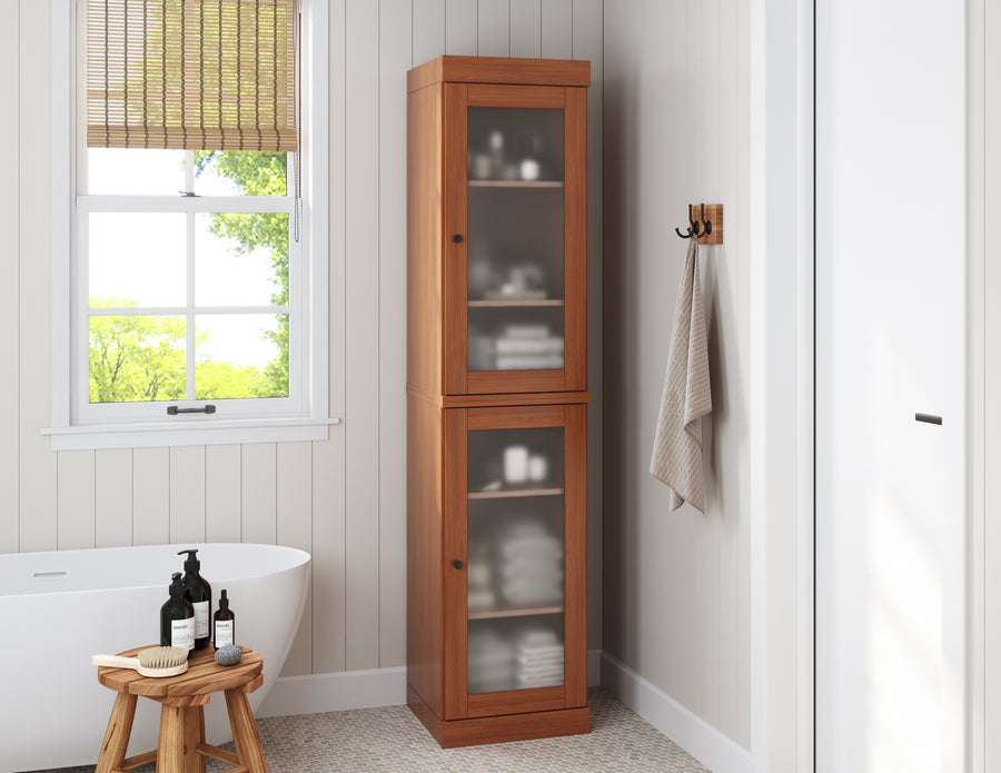 Brown frosted glass bathroom cabinet