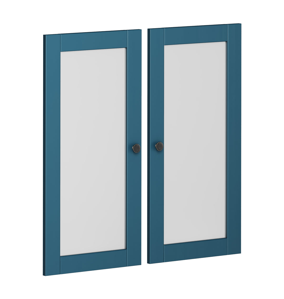 100% Solid Wood Modular Pantry Double Frosted Glass Door Kit