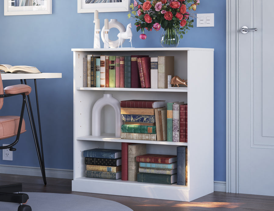 White solid wood bookcase