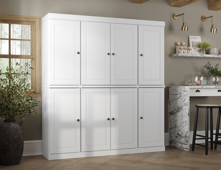 100% Solid Wood 65" Pantry Cabinet, 8 Solid Wood Doors