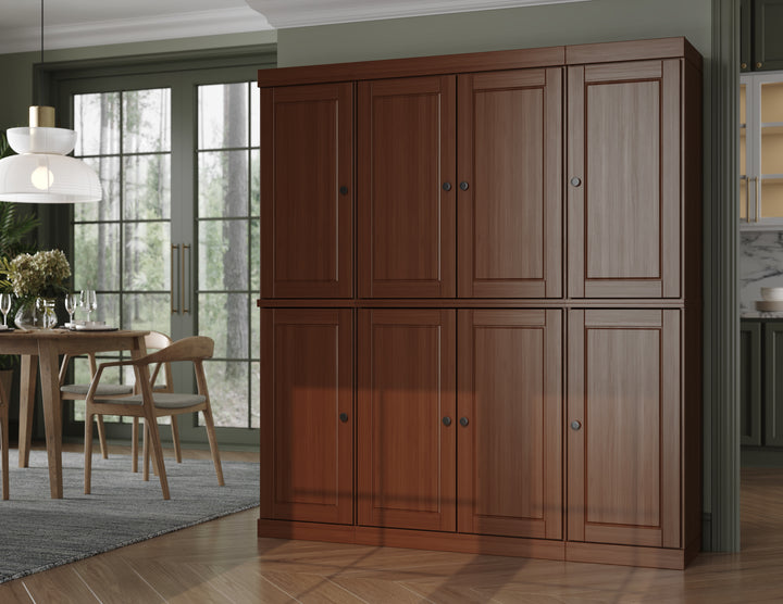 100% Solid Wood 65" Pantry Cabinet, 8 Solid Wood Doors