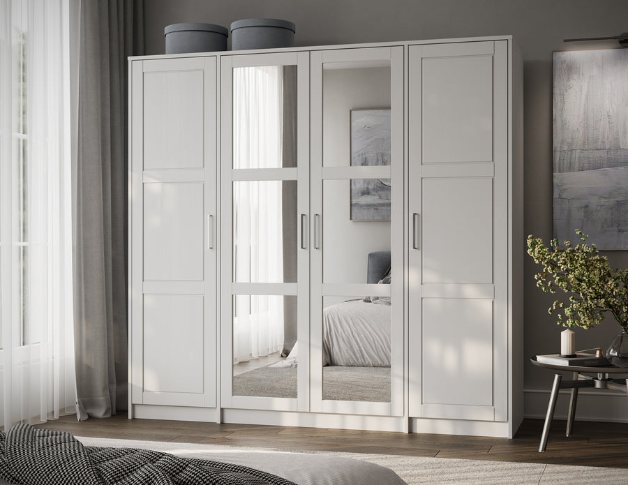 White wardrobe with mirrors