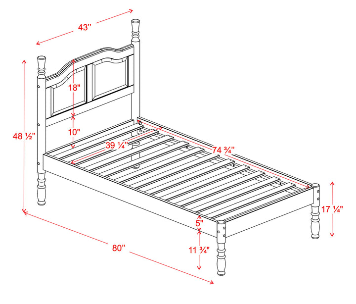 100% Solid Wood Kyle Twin Bed