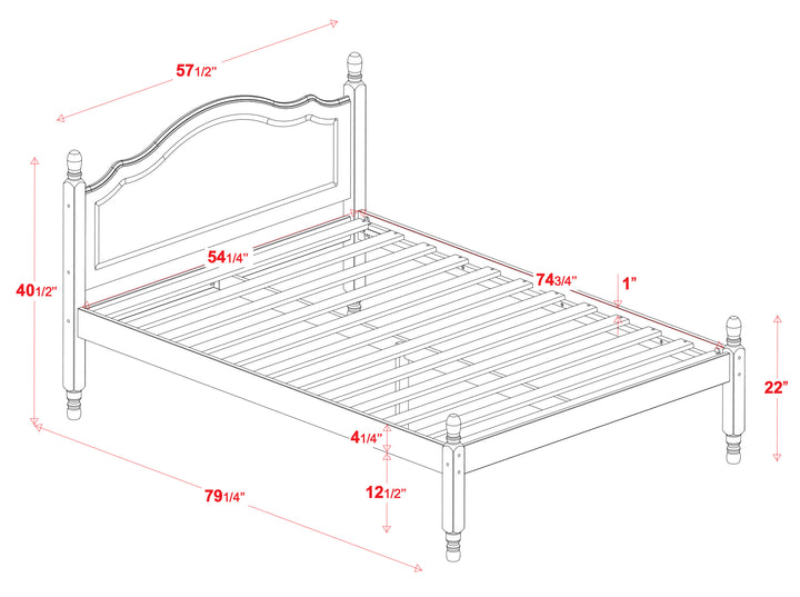 100% Solid Wood Reston Full Bed