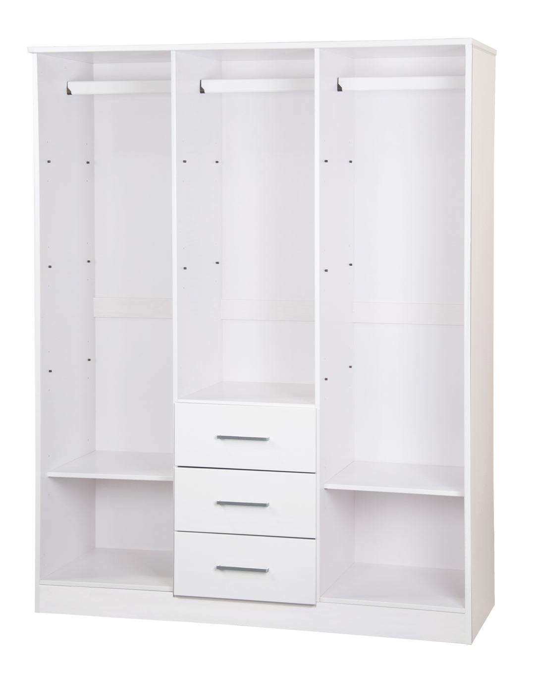 White solid wood wardrobe with shelves