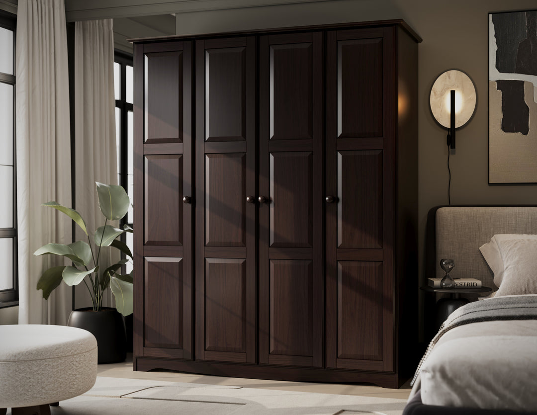 100% Solid Wood Regal Wardrobe Armoire with Solid Wood Doors