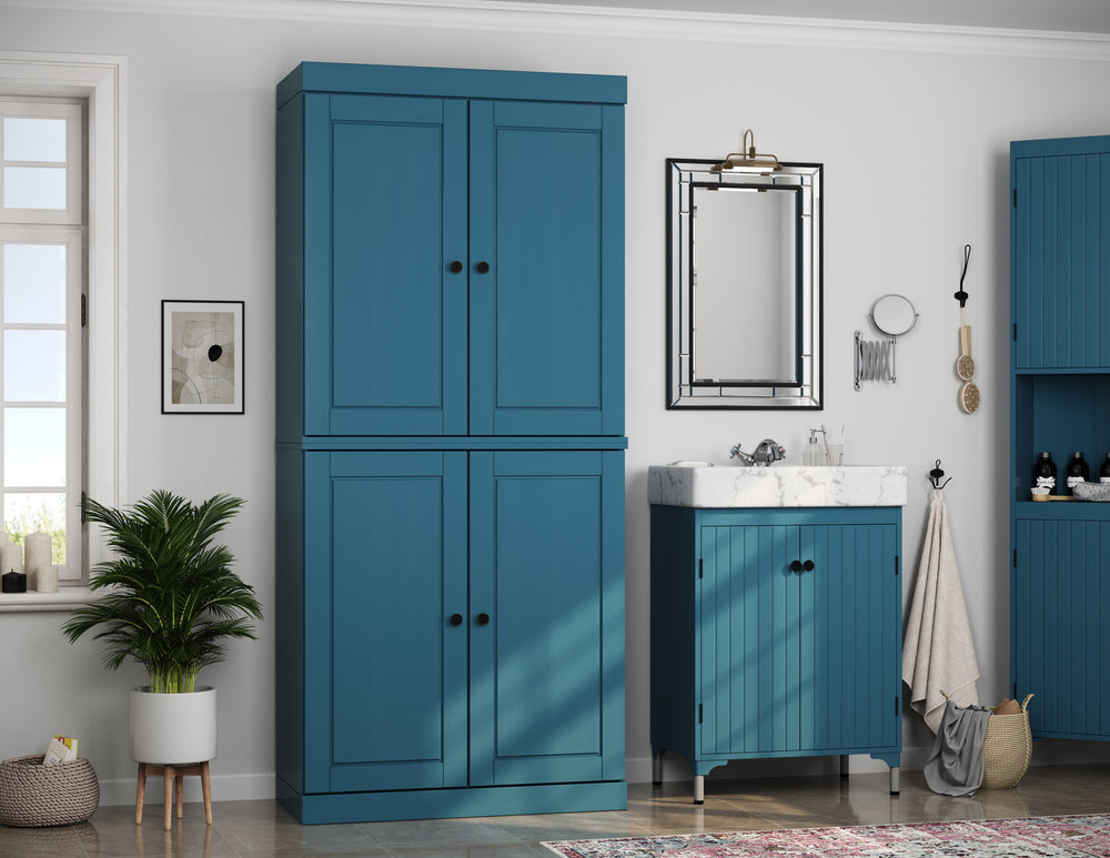 Teal blue bathroom cabinet