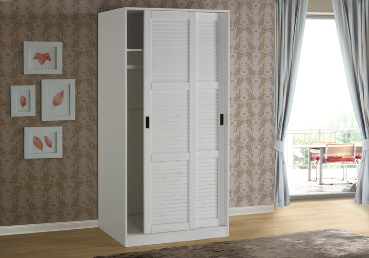 100% Solid Wood 2-Sliding Door Wardrobe Armoire