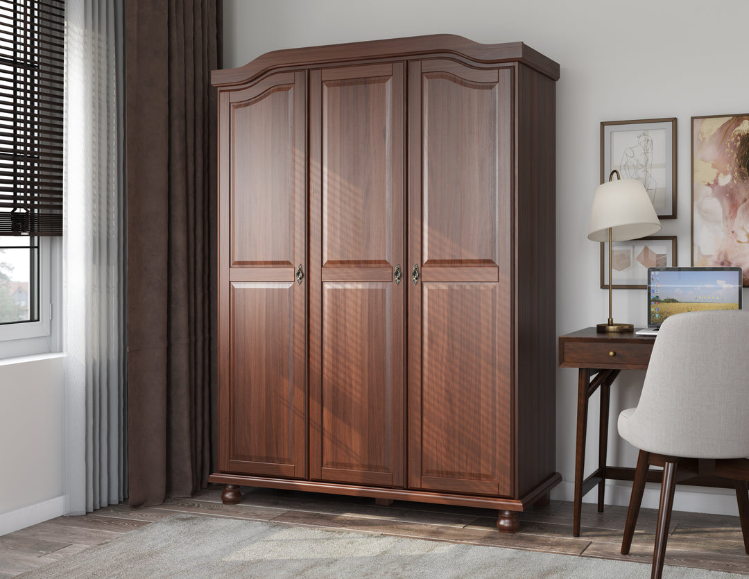 100% Solid Wood Kyle 3-Door Wardrobe Armoire