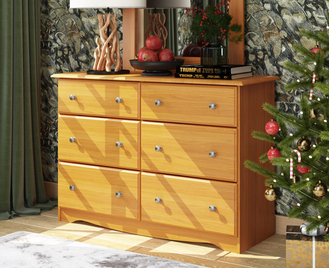 100% Solid Wood Double Dresser with Metal Knobs