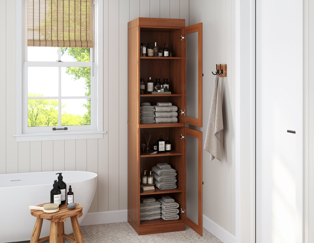 Brown adjustable shelves