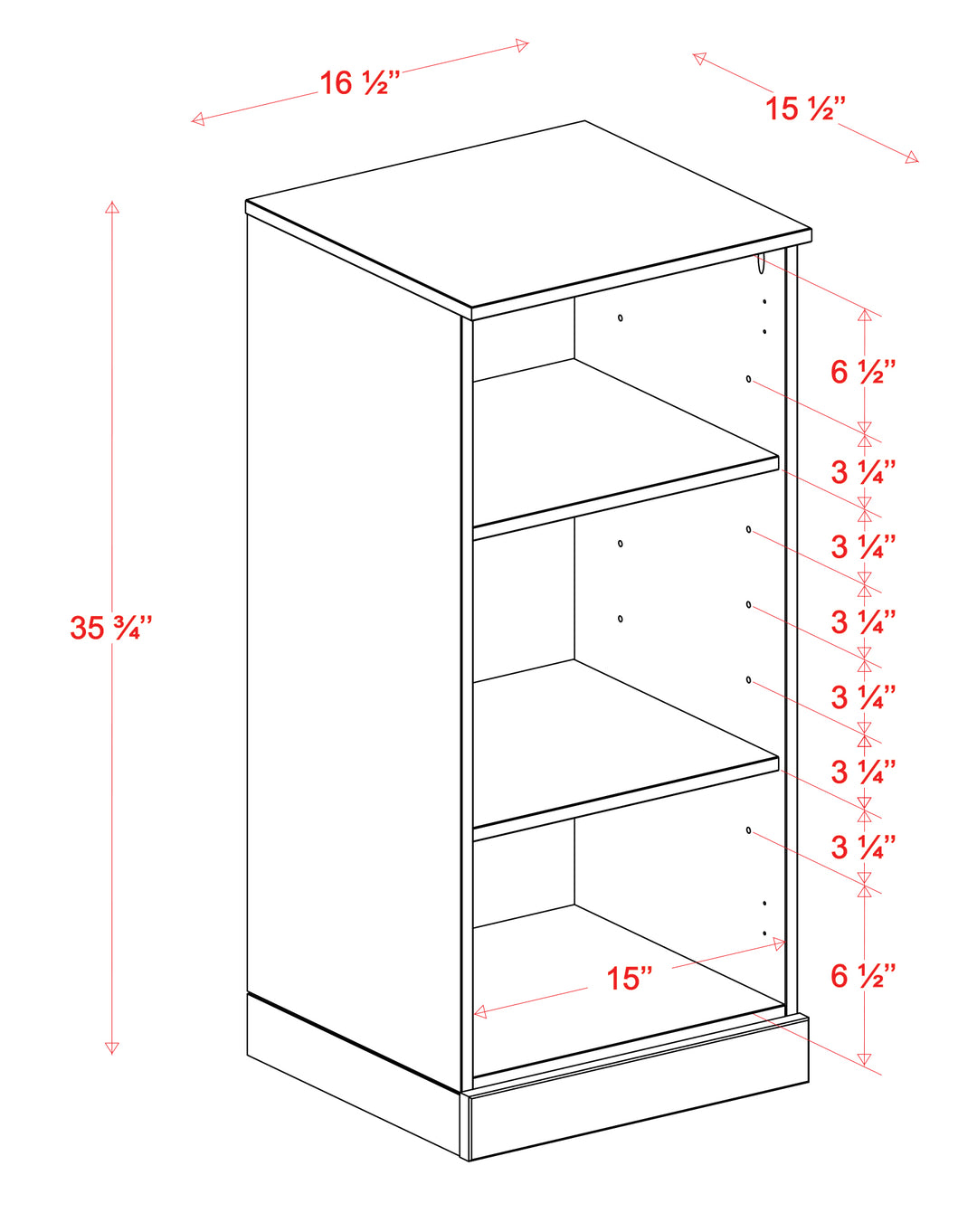 Bookcase dimensions