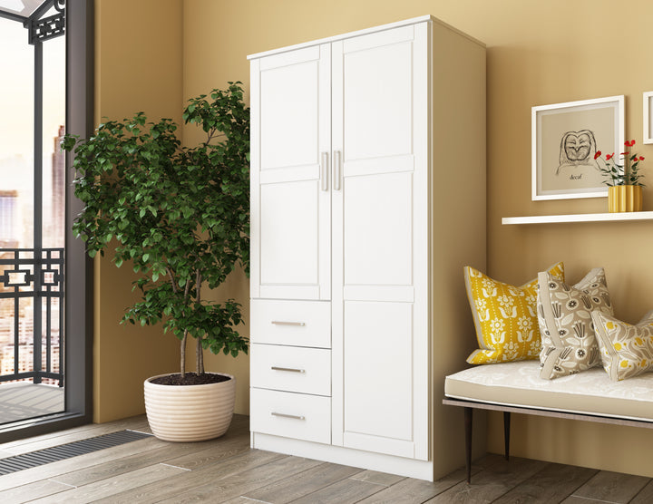 100% Solid Wood Metro Wardrobe Armoire