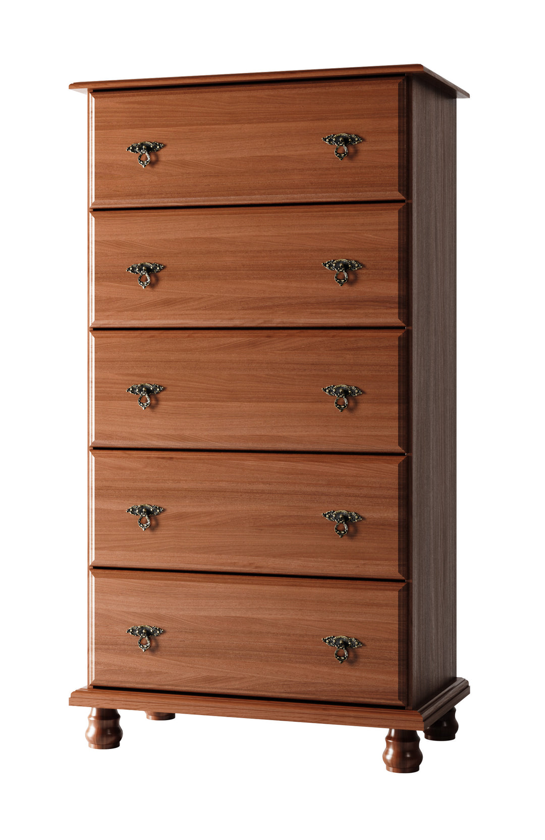 100% Solid Wood Kyle 5-Jumbo Drawer Chest with Metal Pulls