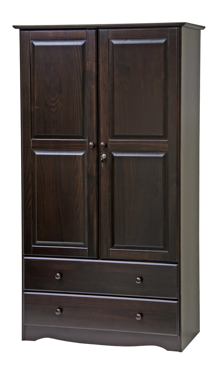 100% Solid Wood Smart Wardrobe Armoire with Metal Knobs