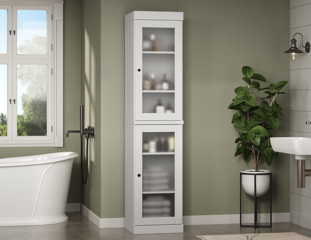 100% Solid Wood 16.5" Bathroom Cabinet, Frosted Glass Doors